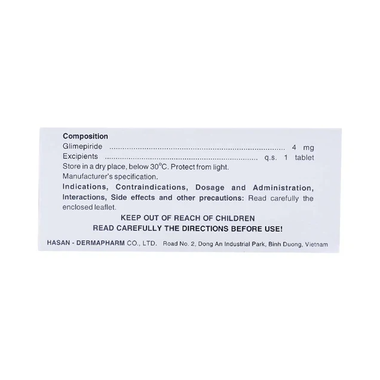 Thuốc Miaryl 4mg Điều Trị Đái Tháo Đường Tuýp 2 (Hộp 10 Vỉ X 10 Viên)