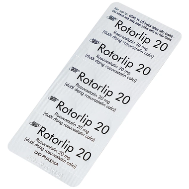 Thuốc Rotorlip 20 DHG điều trị tăng cholesterol máu, dự phòng biến cố tim mạch (3 vỉ x 10 viên)