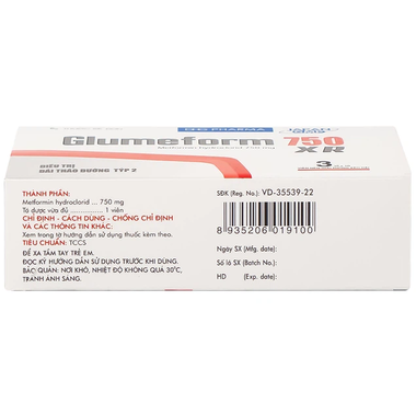 Thuốc Glumeform 750 Xr Điều Trị Đái Tháo Đường (Hộp 3 Vĩ X 10 Viên)