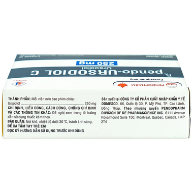 Viên nén pendo-Ursodiol C 250mg điều trị xơ gan mật nguyên phát (3 vỉ x 10 viên)