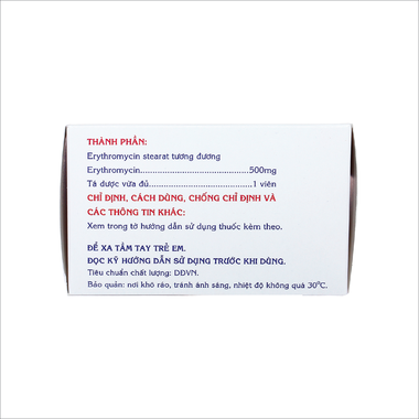 Thuốc Erythromycin 500mg Mekophar điều trị nhiễm khuẩn (10 vỉ x 10 viên)