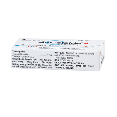 Thuốc ATI COLCIDE 4MG hỗ trợ điều trị  đau do co cứng cơ bắp cấp tính (Hộp 20 viên)