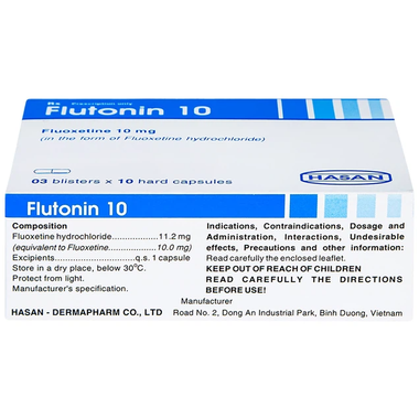 Thuốc Flutonin 10 Hasan điều trị bệnh trầm cảm (3 vỉ x 10 viên)