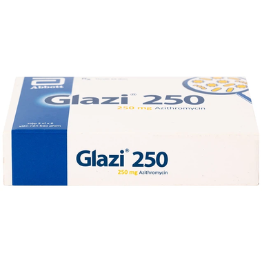 Thuốc Glazi 250 điều trị viêm xoang cấp, viêm tai giữa cấp, viêm họng, viêm amidan (2 vỉ x 6 viên)
