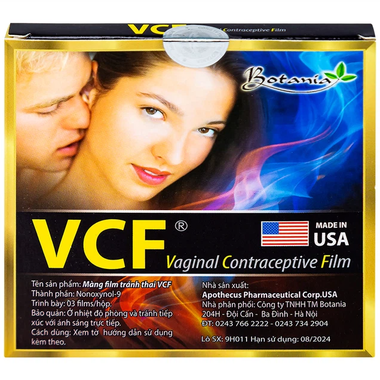 Màng phim tránh thai VCF Botania có khả năng diệt tinh trùng mỗi lần giao hợp (3 miếng)