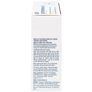 Bột pha hỗn dịch uống Zitromax 200mg/5ml điều trị các chứng nhiễm khuẩn (15ml)