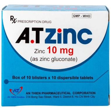 Thuốc A.T Zinc 10mg điều trị thiếu kẽm (10 vỉ x 10 viên)