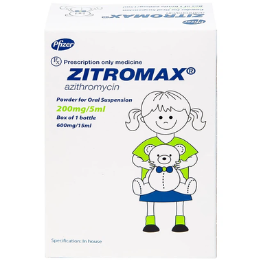 Bột pha hỗn dịch uống Zitromax 200mg/5ml điều trị các chứng nhiễm khuẩn (15ml)