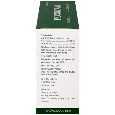Thuốc Pidoncam 1200mg/5ml điều trị triệu chứng chóng mặt, suy giảm trí nhớ (20 ống x 5ml)