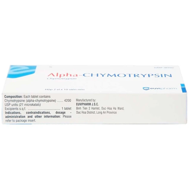 Thuốc Alpha-Chymotrypsin điều trị phù nề sau chấn thương, phẩu thuật, bỏng (2 vỉ x 10 viên)