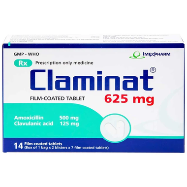 Thuốc Pms Claminat 625mg điều trị nhiễm khuẩn tai mũi họng (14 viên)