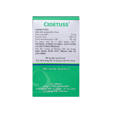 Thuốc Cidetuss điều trị các trường hợp ho (10 vỉ x 10 viên)