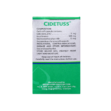 Thuốc Cidetuss điều trị các trường hợp ho (10 vỉ x 10 viên)