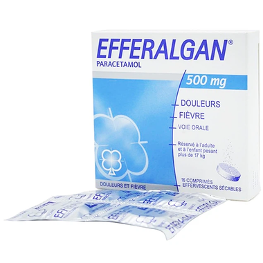 Thuốc Efferalgan 500mg giúp giảm đau, hạ sốt (4 vỉ x 4 viên)
