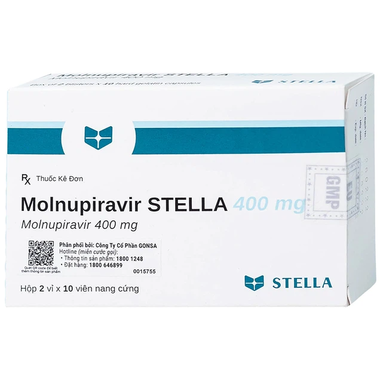Thuốc Molnupiravir Stella 400mg hỗ trợ điều trị covid-19 (2 vỉ x 10 viên)