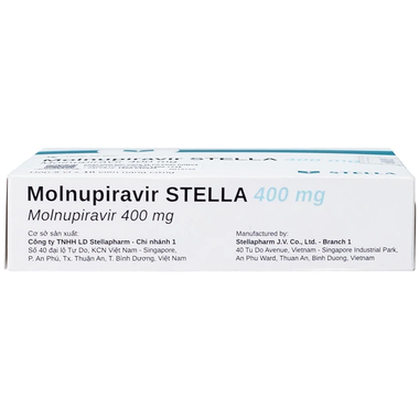 Thuốc Molnupiravir Stella 400mg hỗ trợ điều trị covid-19 (2 vỉ x 10 viên)