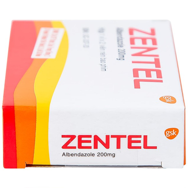 Thuốc Zentel 200mg điều trị các bệnh lý lâm sàng gây ra bởi các giun đường ruột nhạy cảm (2 viên)