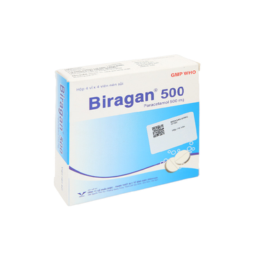 Thuốc Biragan 500 giảm đau, hạ sốt (4 vỉ x 4 viên)