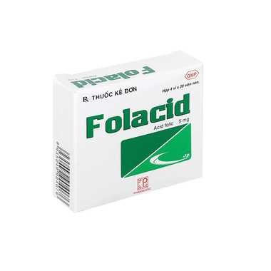 Thuốc Folacid 5mg Pharmedic điều trị thiếu máu nguyên hồng cầu khổng lồ (4 vỉ x 20 viên)