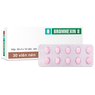 Thuốc Bromhexin 8 Điều Trị Rối Loạn Tiết Dịch Phế Quản Trong Viêm Phế Quản Cấp Tính (Hộp 3 Vỉ X 10 Viên)
