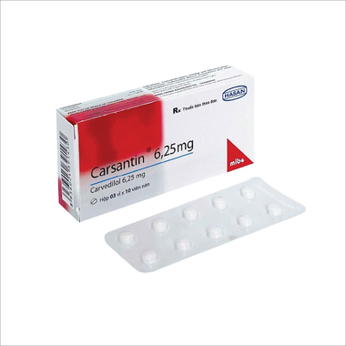 Thuốc Carsantin 6.25mg Hasan điều trị tăng huyết áp vô căn (3 vỉ x 10 viên)