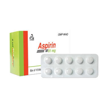 Thuốc Aspirin 81mg TV.Pharm phòng ngừa nhồi máu cơ tim, đột quỵ (10 vỉ x 10 viên)