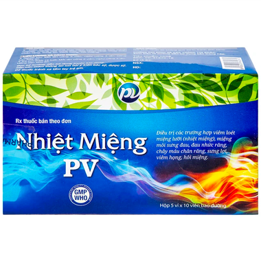 Thuốc Nhiệt Miệng PV Điều Trị Viêm Loét Miệng, Lưỡi Và Miệng Môi Sưng Đau (Hộp 5 Vỉ X 10 Viên)