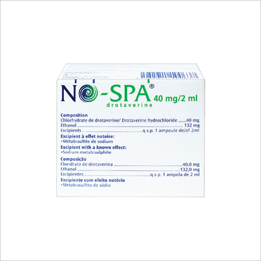 Dung dịch tiêm No-Spa 40mg/2ml Sanofi chống co thắt cơ, điều trị sỏi túi mật, sỏi ống mật (5 vỉ x 5 ống x 2ml)