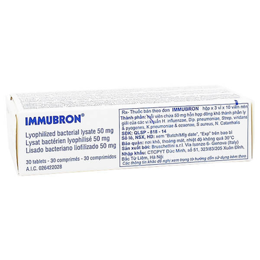 Thuốc Immubron phòng và hỗ trợ điều trị nhiễm khuẩn đường hô hấp trên (3 vỉ x 10 viên)