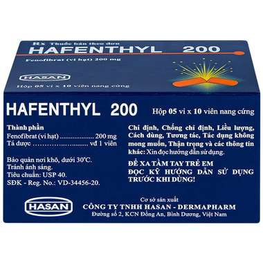 Thuốc Hafenthyl 200 Hasan điều trị tăng cholesterol máu (5 vỉ x 10 viên)