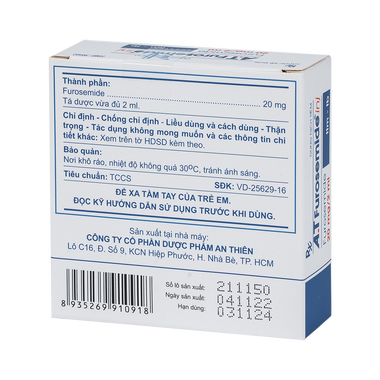 Thuốc A.T Furosemide inj điều trị phù nề (10 ống x 2ml)