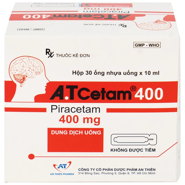 Thuốc A.T Cetam 400 trị chóng mặt, giật rung cơ (30 ống x 10ml)