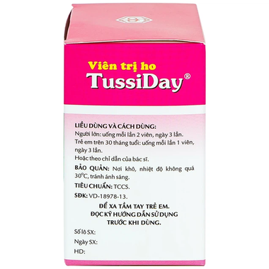 Thuốc trị ho Tussiday OPC điều trị các chứng ho, đau họng, sổ mũi (10 vỉ x 10 viên)
