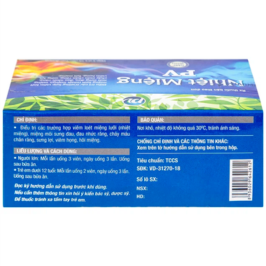 Thuốc Nhiệt Miệng PV Điều Trị Viêm Loét Miệng, Lưỡi Và Miệng Môi Sưng Đau (Hộp 5 Vỉ X 10 Viên)