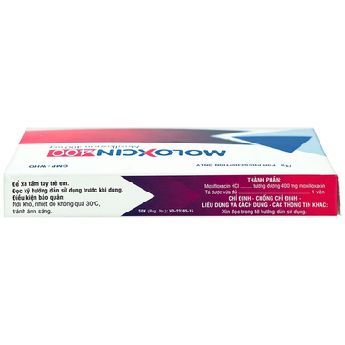 Thuốc Moloxcin 400 DHG Pharma điều trị các chứng nhiễm khuẩn, viêm phổi (1 vỉ x 10 viên)