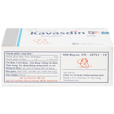 Thuốc Kavasdin 5mg hỗ trợ điều trị tăng huyết áp (Hộp 100 viên)