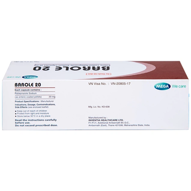 Thuốc Barole 20mg điều trị viêm loét do trào ngược dạ dày - thực quản (10 vỉ x 10 viên)