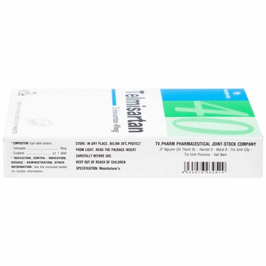 Thuốc Telmisartan 40mg Điều Trị Tăng Huyết Áp (Hộp 3 Vỉ X 10 Viên)