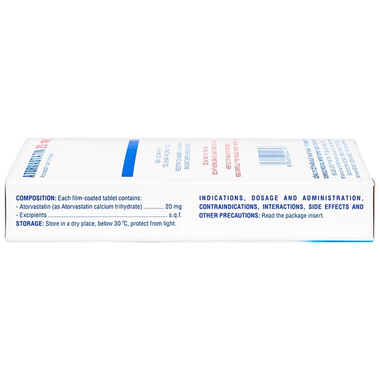 Thuốc Atorvastatin 20mg DMC điều trị tăng lipid huyết, phòng ngừa bệnh tim mạch (2 vỉ x 10 viên)