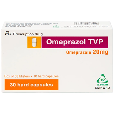 Thuốc Omeprazol 20mg TVP điều trị loét tá tràng, viêm loét dạ dày (3 vỉ x 10 viên)