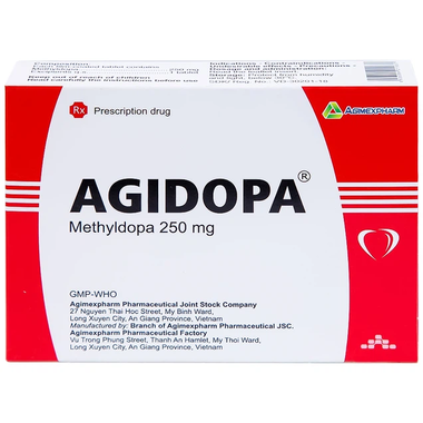 Thuốc Agidopa 250mg điều trị tăng huyết áp (2 vỉ x 10 viên)