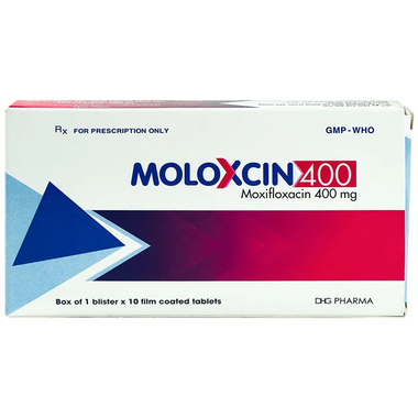 Thuốc Moloxcin 400 DHG Pharma điều trị các chứng nhiễm khuẩn, viêm phổi (1 vỉ x 10 viên)