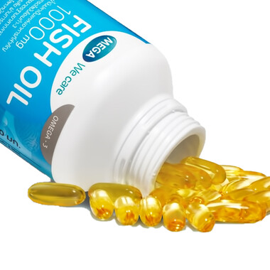 Dầu cá bổ sung Omega-3 DHA & EPA từ nguồn dầu cá Lysi-Iceland giúp mắt sáng, não tốt - FISH OIL Mega We Care (100 viên)