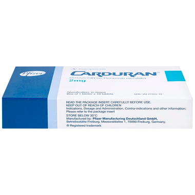 Thuốc Carduran 2mg điều trị tăng huyết áp, u xơ tiền liệt tuyến (1 vỉ x 10 viên)