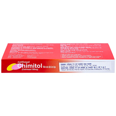 Thuốc đặt âm đạo Chimitol 500mg hỗ trợ điều trị viêm âm đạo do nấm (Hộp 2 viên)