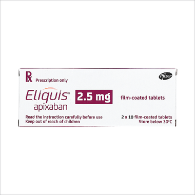 Thuốc Eliquis 2.5mg Pfizer phòng ngừa biến cố thuyên tắc huyết khối tĩnh mạch, đột quỵ (20 viên)