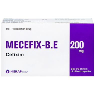 Thuốc Mecefix-B.E 200mg Merap điều trị nhiễm khuẩn đường tiết niệu, viêm tai giữa (2 vỉ x 10 viên)