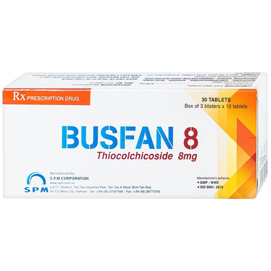 Thuốc Thiocolchicoside 8mg điều trị hỗ trợ giãn cơ trong thoái hóa cột đốt sống  (10 vỉ x 10 viên)