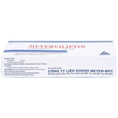 Viên nén Meyerviliptin 50mg Meyer-BPC hỗ trợ chế độ ăn kiêng, kiểm soát đường huyết (3 vỉ x 10 viên)