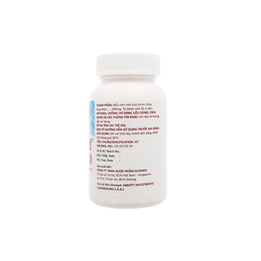 Thuốc Ibumed 400 Glomed giảm đau do cảm cúm, cảm lạnh, viêm khớp dạng thấp (10 vỉ x 10 viên)